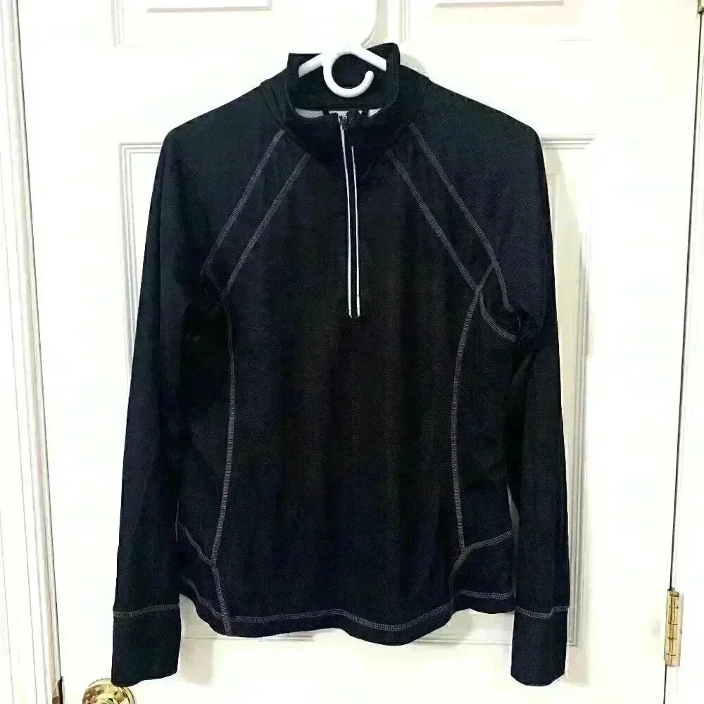 TEK GEAR Active wear pullover Black/Gray Long sleeve SIZE LARFE